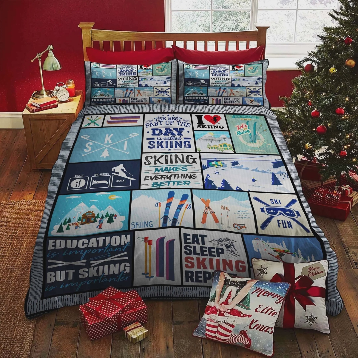 Skiing Day Is Called Skiing Bed Sheets Spread Duvet Cover Bedding Set - Unique Anime Apparel for Fans