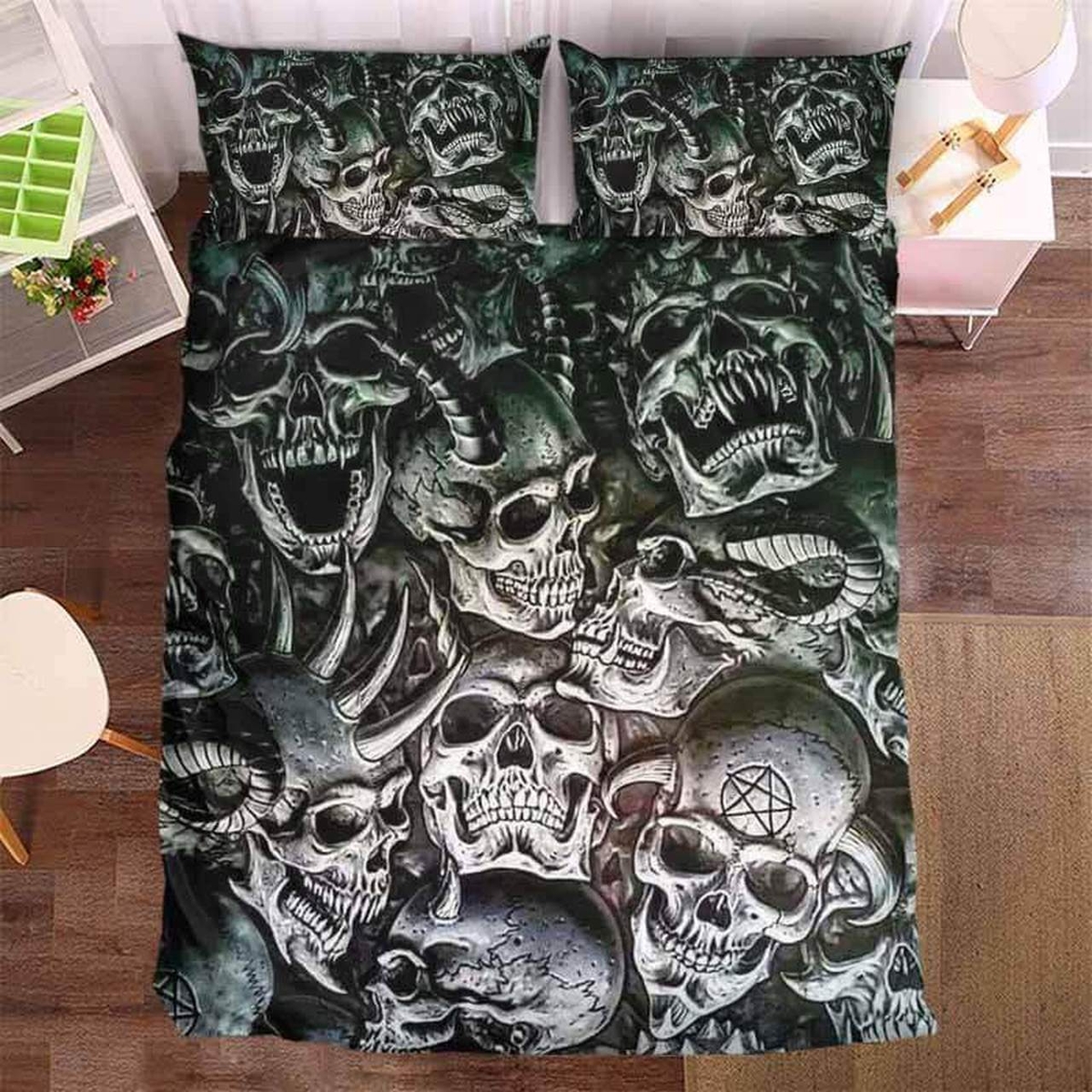 Skull And Signs Bedding Set (Duvet Cover & Pillow Cases) - Unique Anime Apparel for Fans