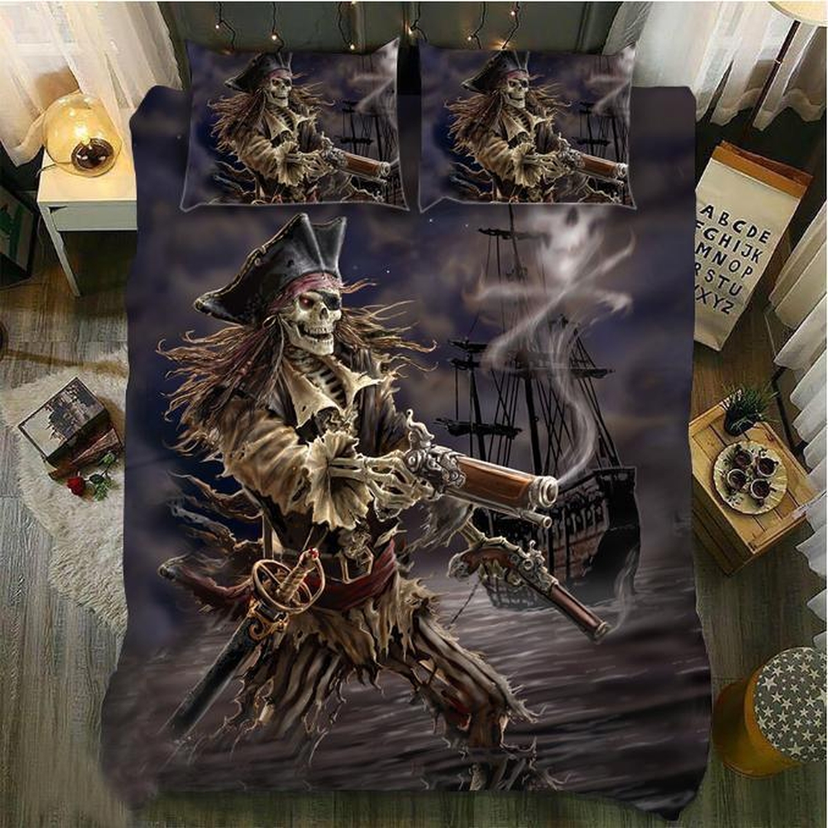 Skull Bedding Set - Pirate (Duvet Cover & Pillow Cases) - Unique Anime Apparel for Fans