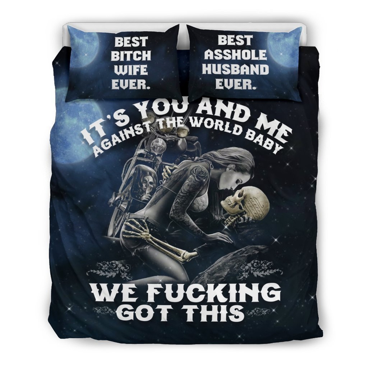 Skull Couple It's You And Me Bed Sheets Spread Comforter Duvet Cover Bedding Set - Unique Anime Apparel for Fans