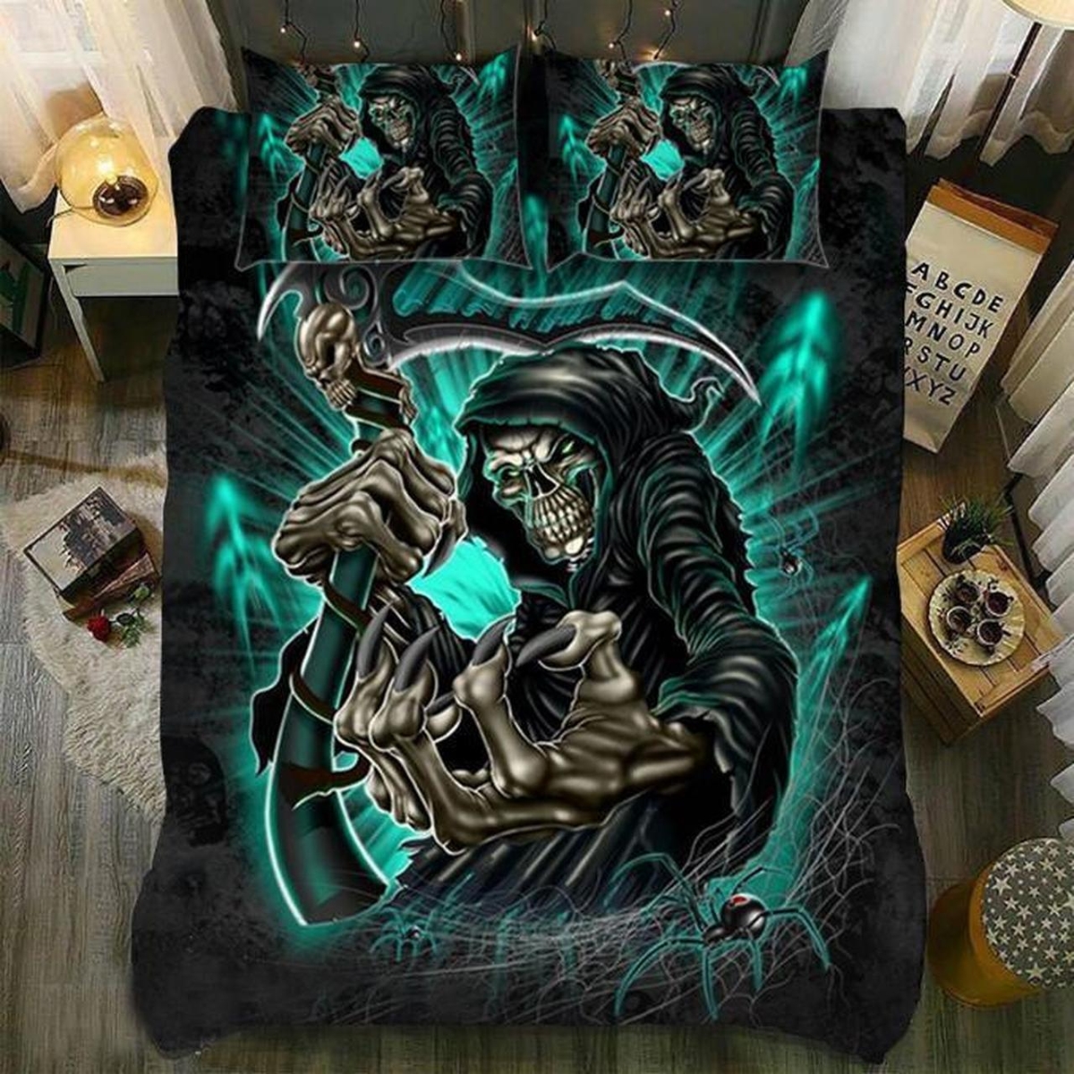Skull Day Of The Death Bedding Set - Grim Reaper (Duvet Cover & Pillow Cases) - Unique Anime Apparel for Fans