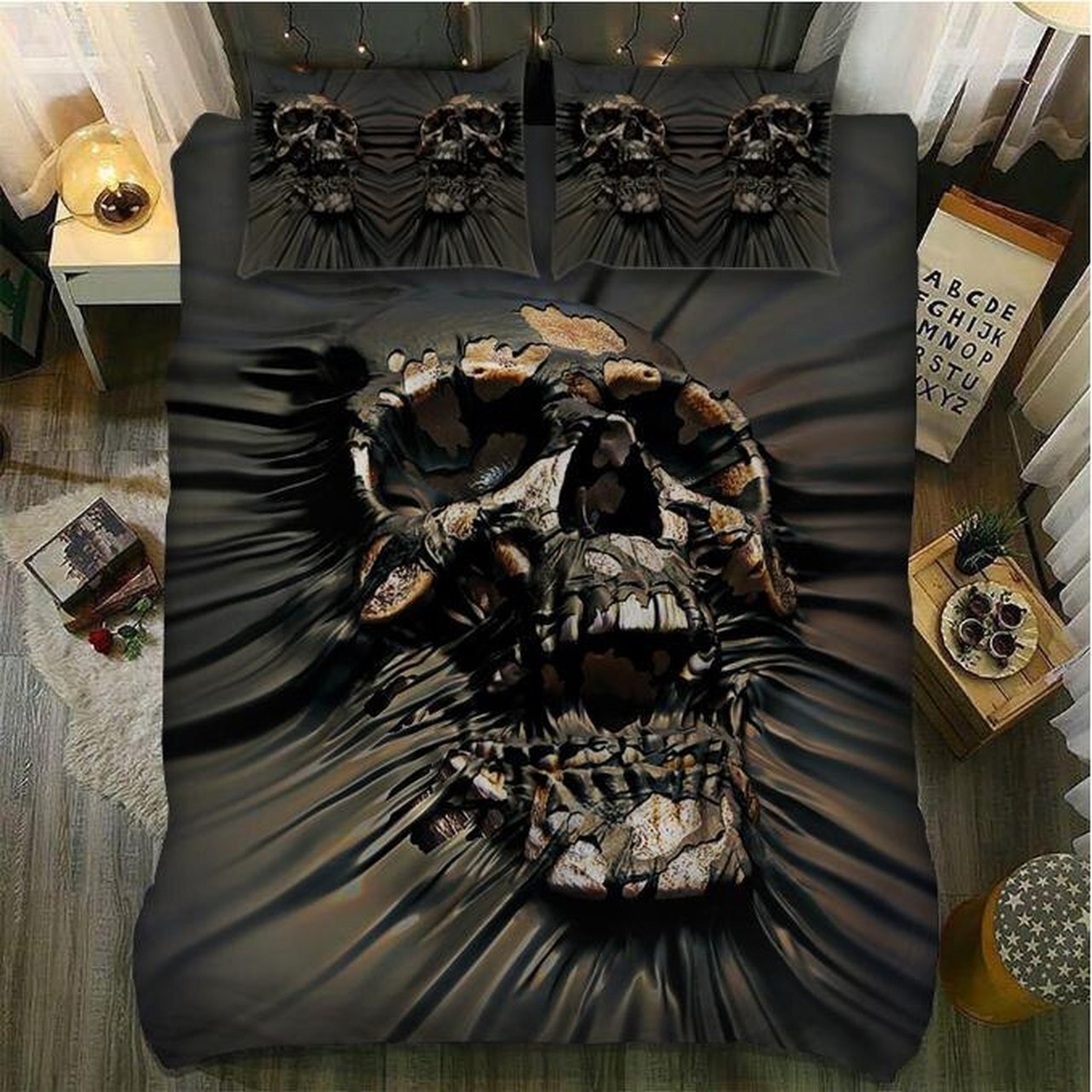 Skull Duvet Cover Bedding Set - Screaming Skull - Unique Anime Apparel for Fans