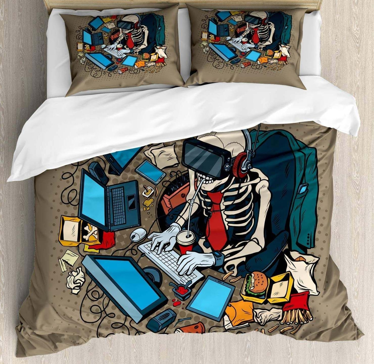 Skull Gamer Bed Sheets Spread Duvet Cover Bedding Set - Unique Anime Apparel for Fans