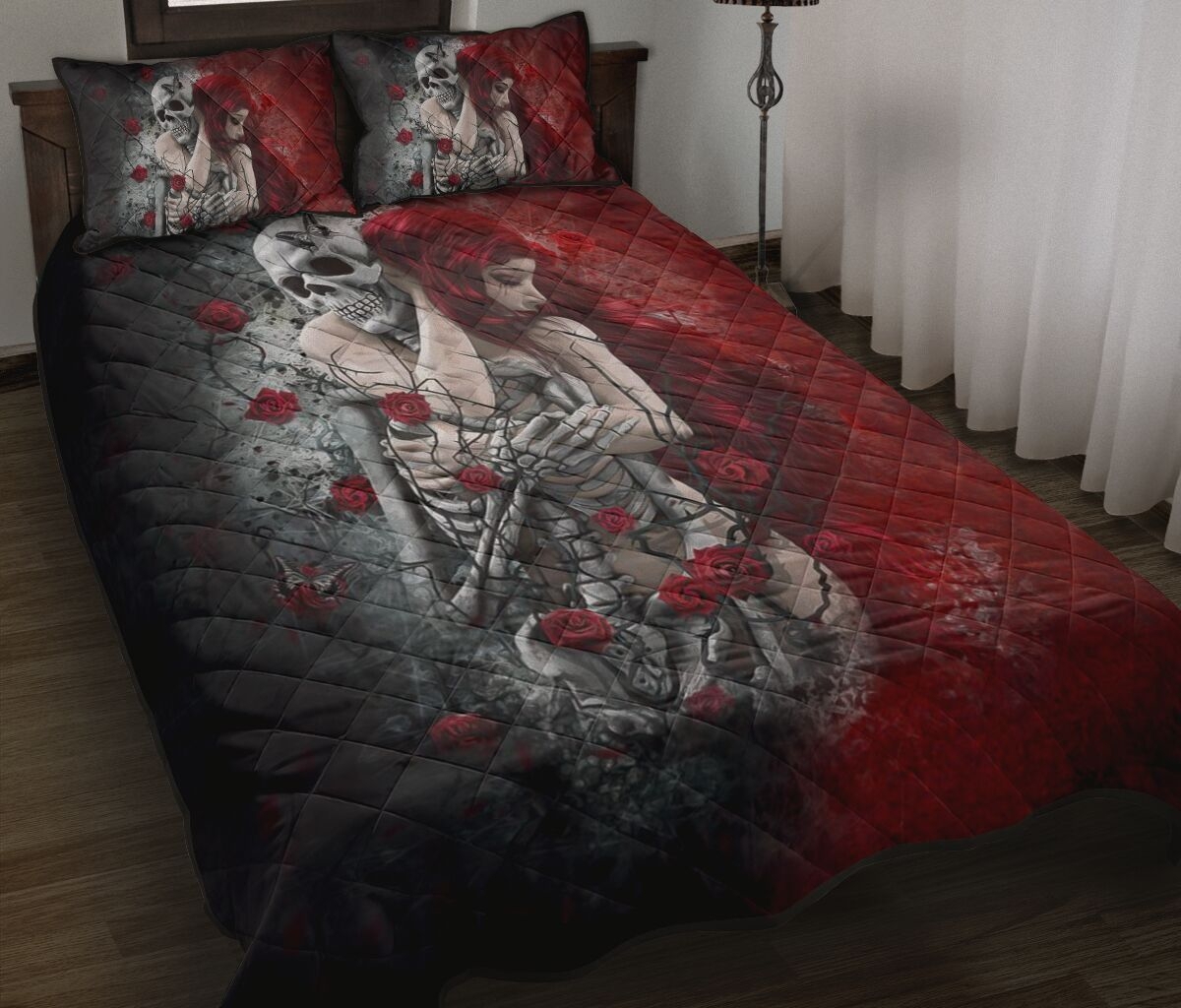 Skull Quilt Bedding Set - Unique Anime Apparel for Fans