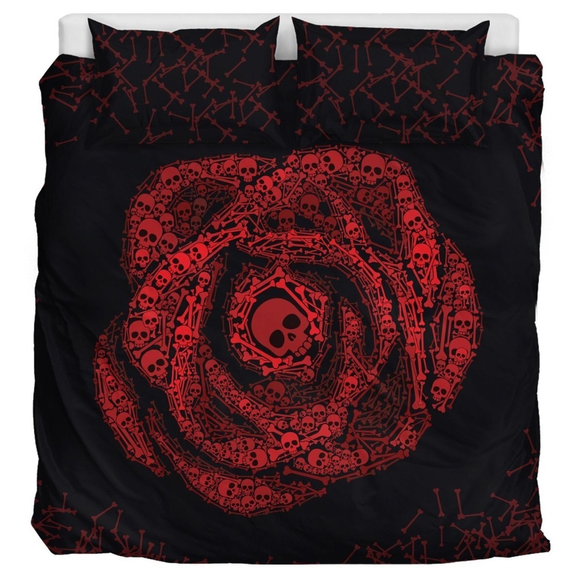 Skull Rose - Bedding Set (Duvet Cover & Pillow Cases) - Unique Anime Apparel for Fans