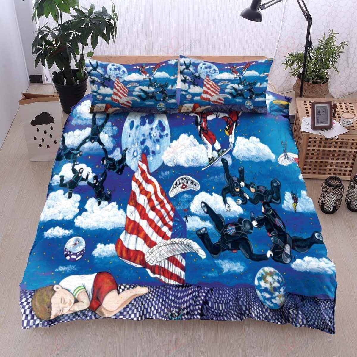 Skydiving Bed Sheets Spread Duvet Cover Bedding Set - Unique Anime Apparel for Fans