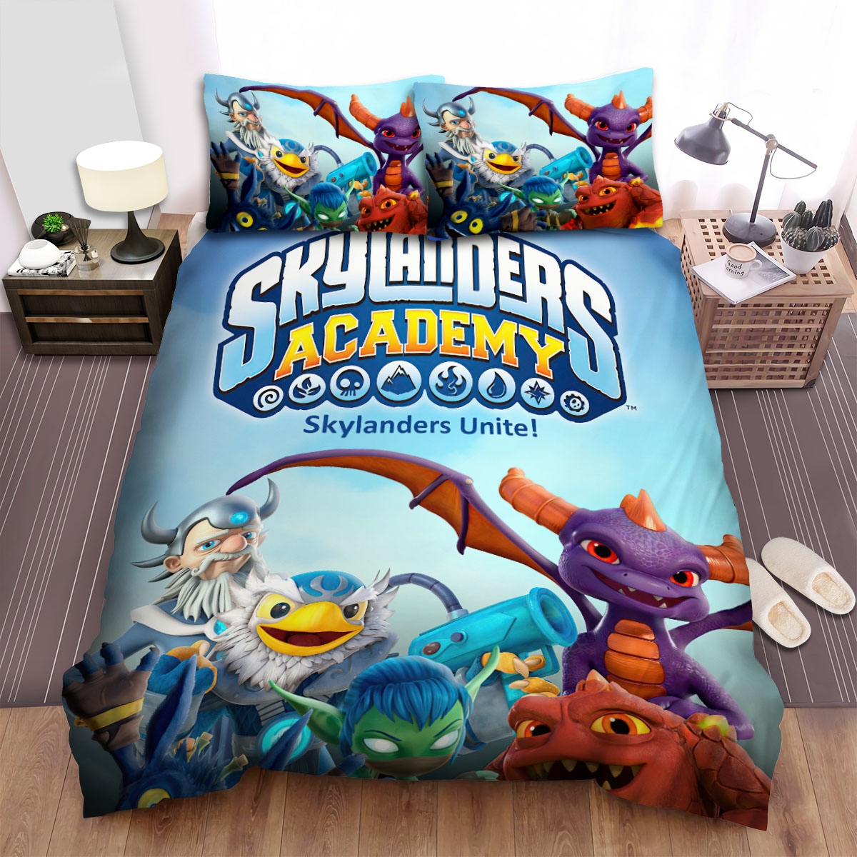 Skylanders Academy Skylanders Unite Bed Sheets Spread Duvet Cover Bedding Set - Unique Anime Apparel for Fans