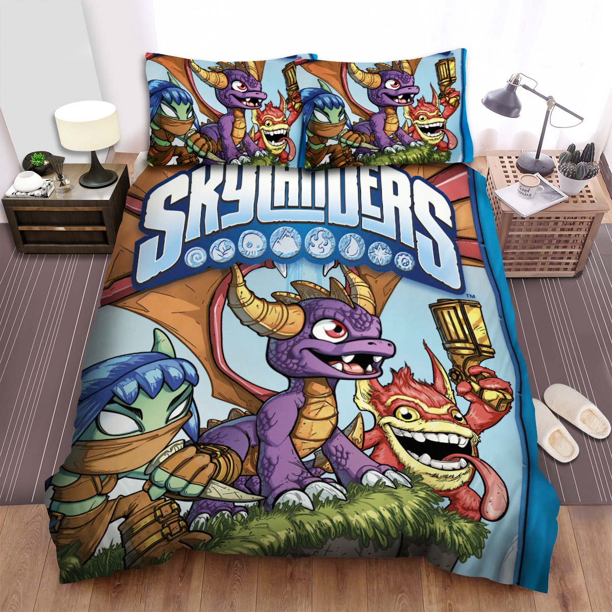 Skylanders Academy Spyro With Stealth Elf Bed Sheets Spread Duvet Cover Bedding Set - Unique Anime Apparel for Fans