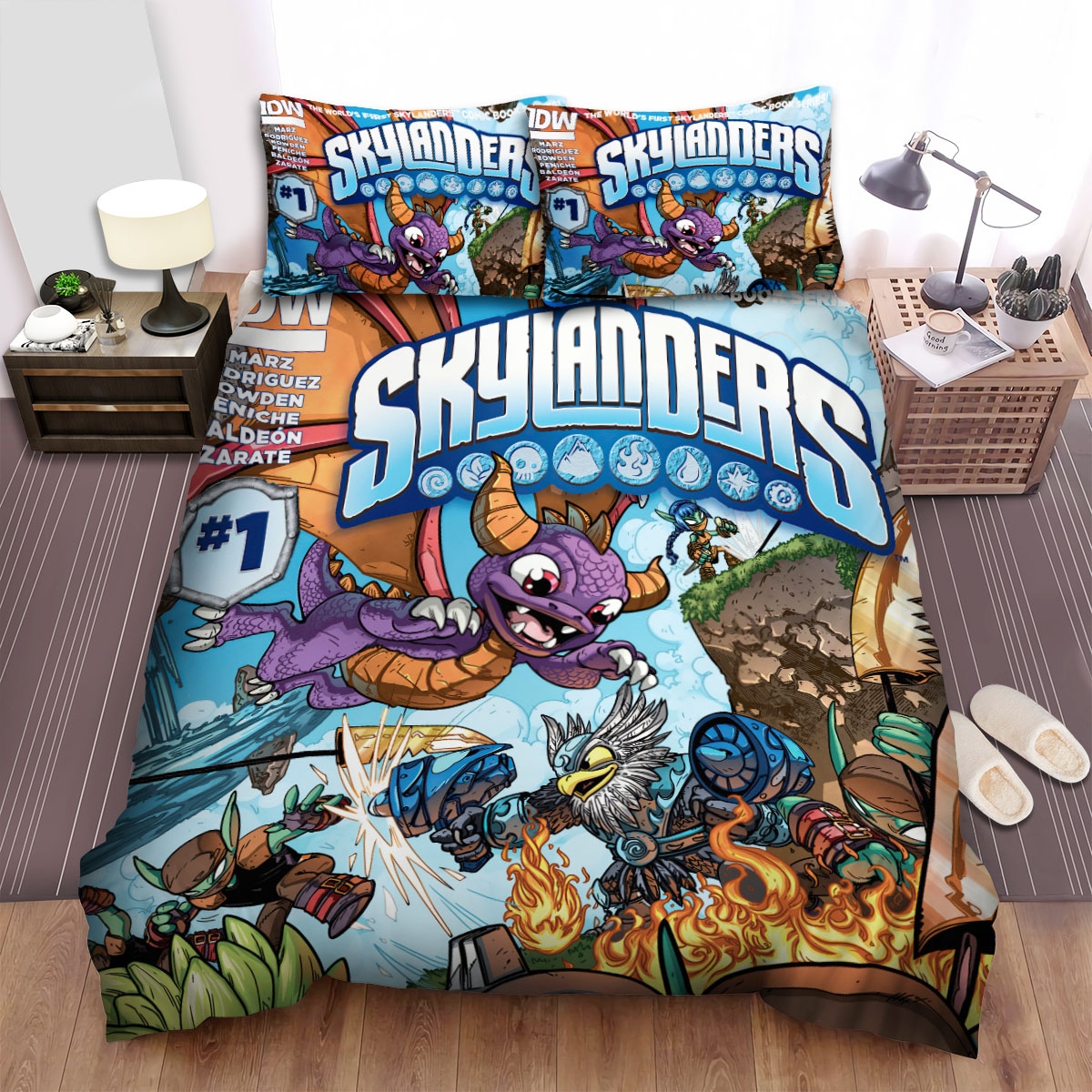 Skylanders Academy The Kaos Trap Comic Art Cover Bed Sheets Spread Duvet Cover Bedding Set - Unique Anime Apparel for Fans