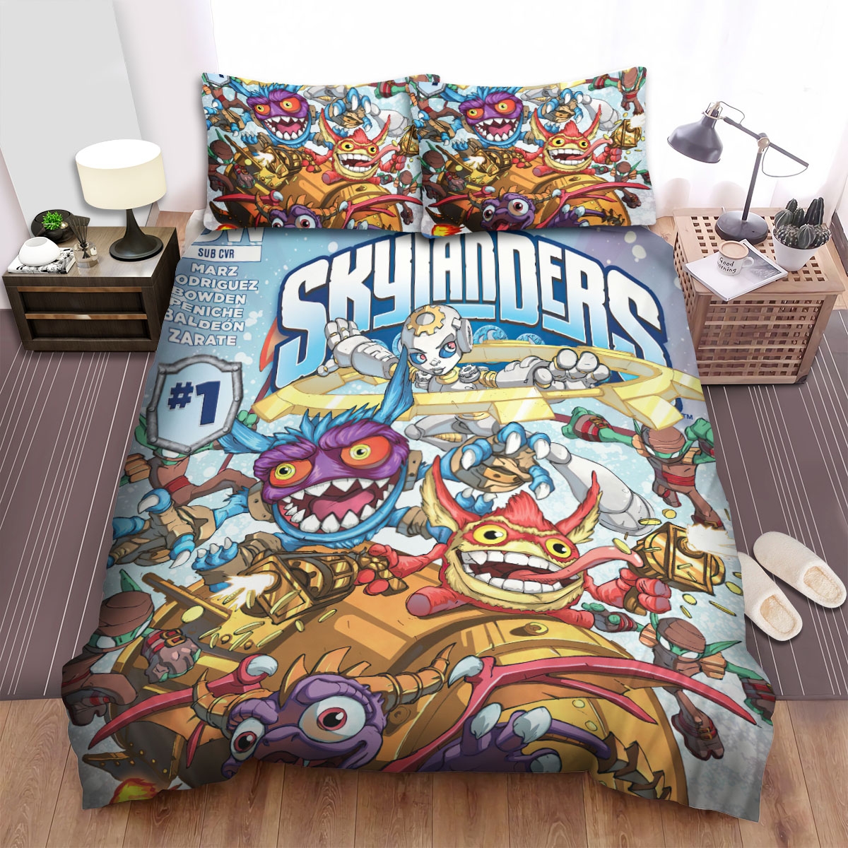 Skylanders Academy The Trap Team Comic Art Bed Sheets Spread Duvet Cover Bedding Set - Unique Anime Apparel for Fans