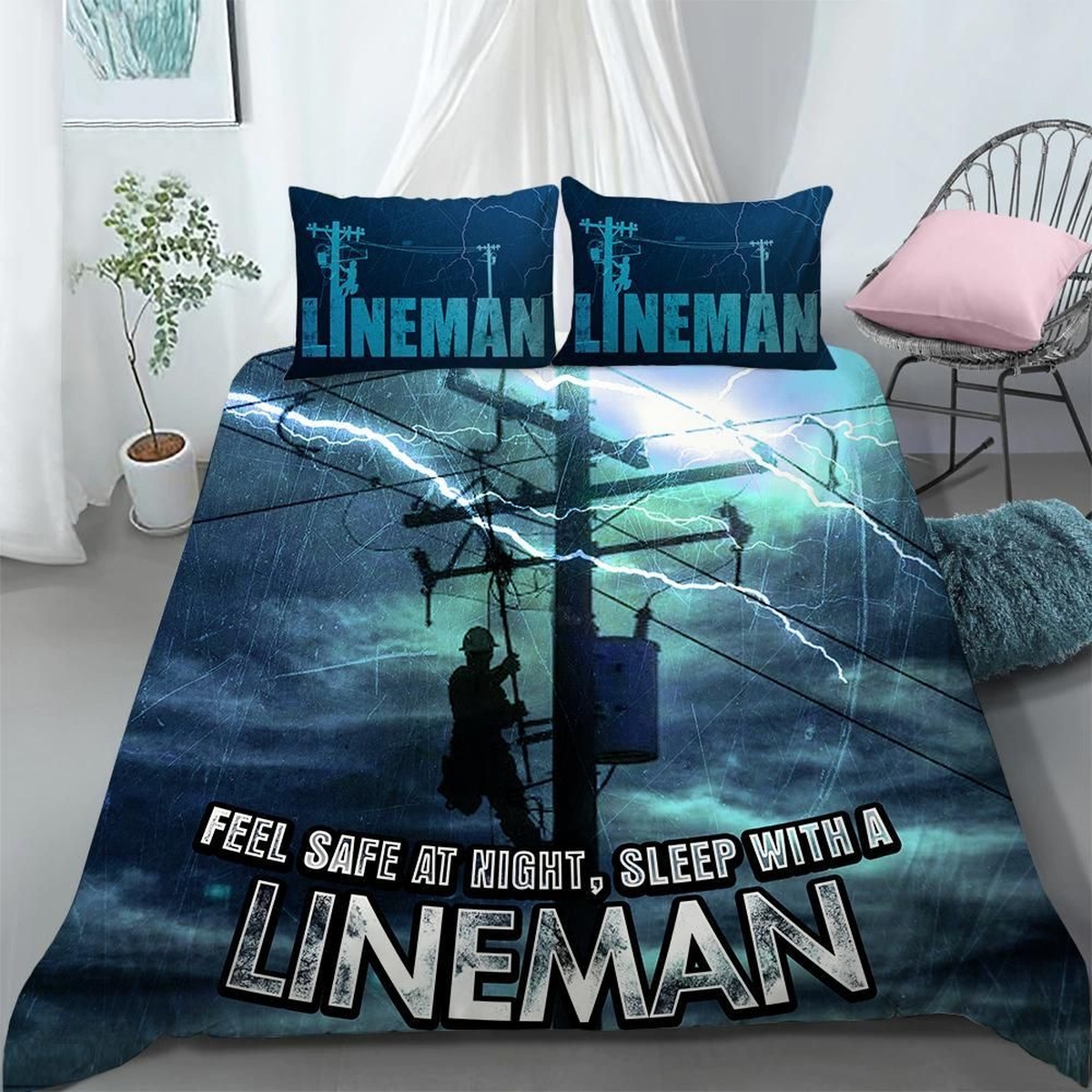 Sleep With Lineman Bed Sheets Spread Duvet Cover Bedding Set - Unique Anime Apparel for Fans