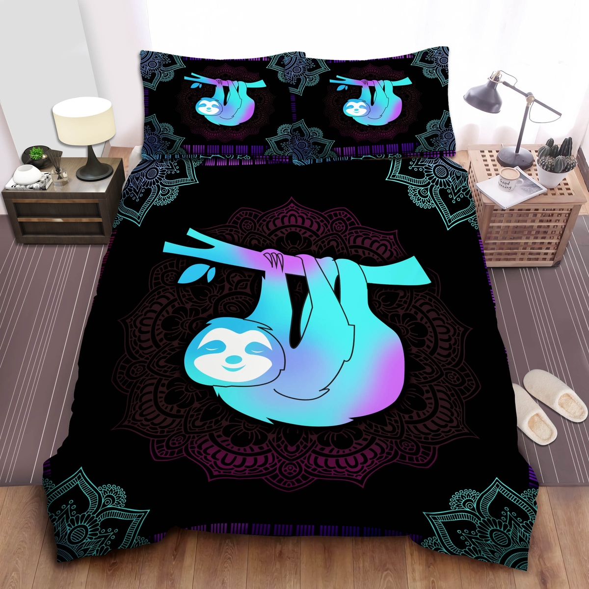 Sloth Light Color Bed Sheets Spread Duvet Cover Bedding Set - Unique Anime Apparel for Fans