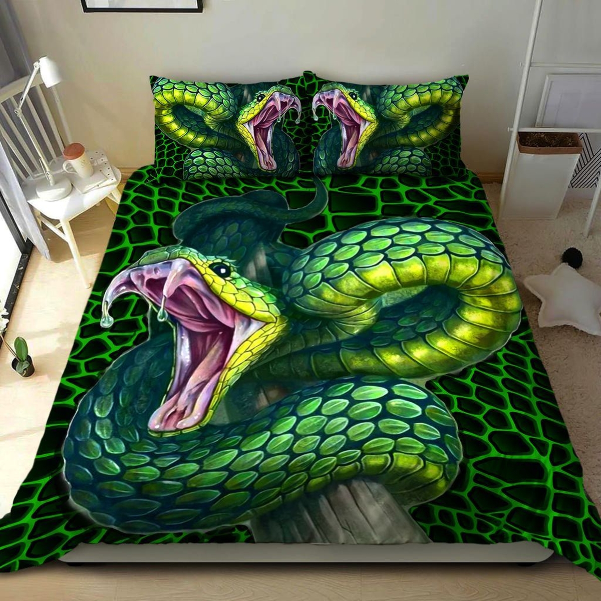 Snake Bed Sheets Spread Duvet Cover Bedding Set - Unique Anime Apparel for Fans
