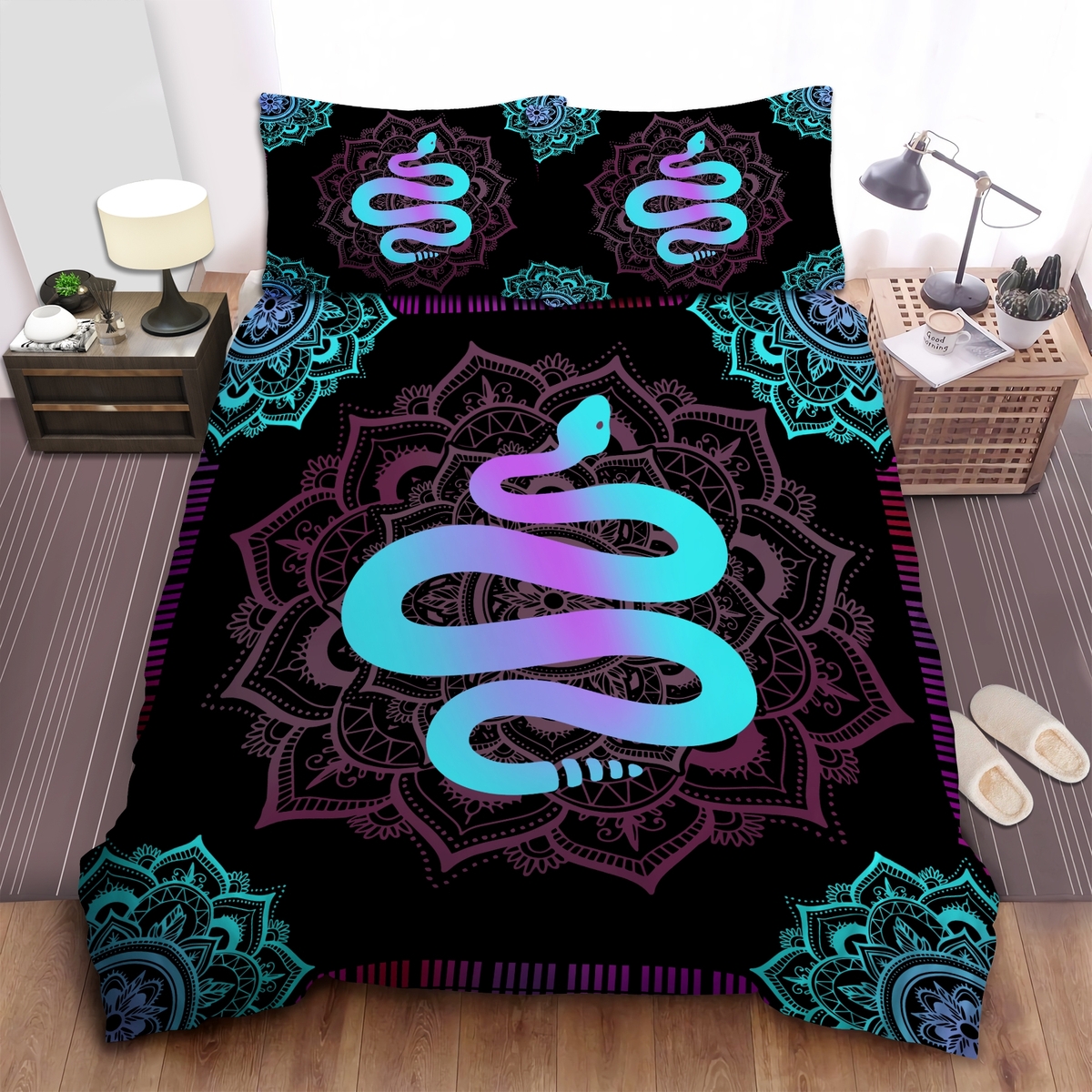 Snake Light Color Bed Sheets Spread Duvet Cover Bedding Set - Unique Anime Apparel for Fans