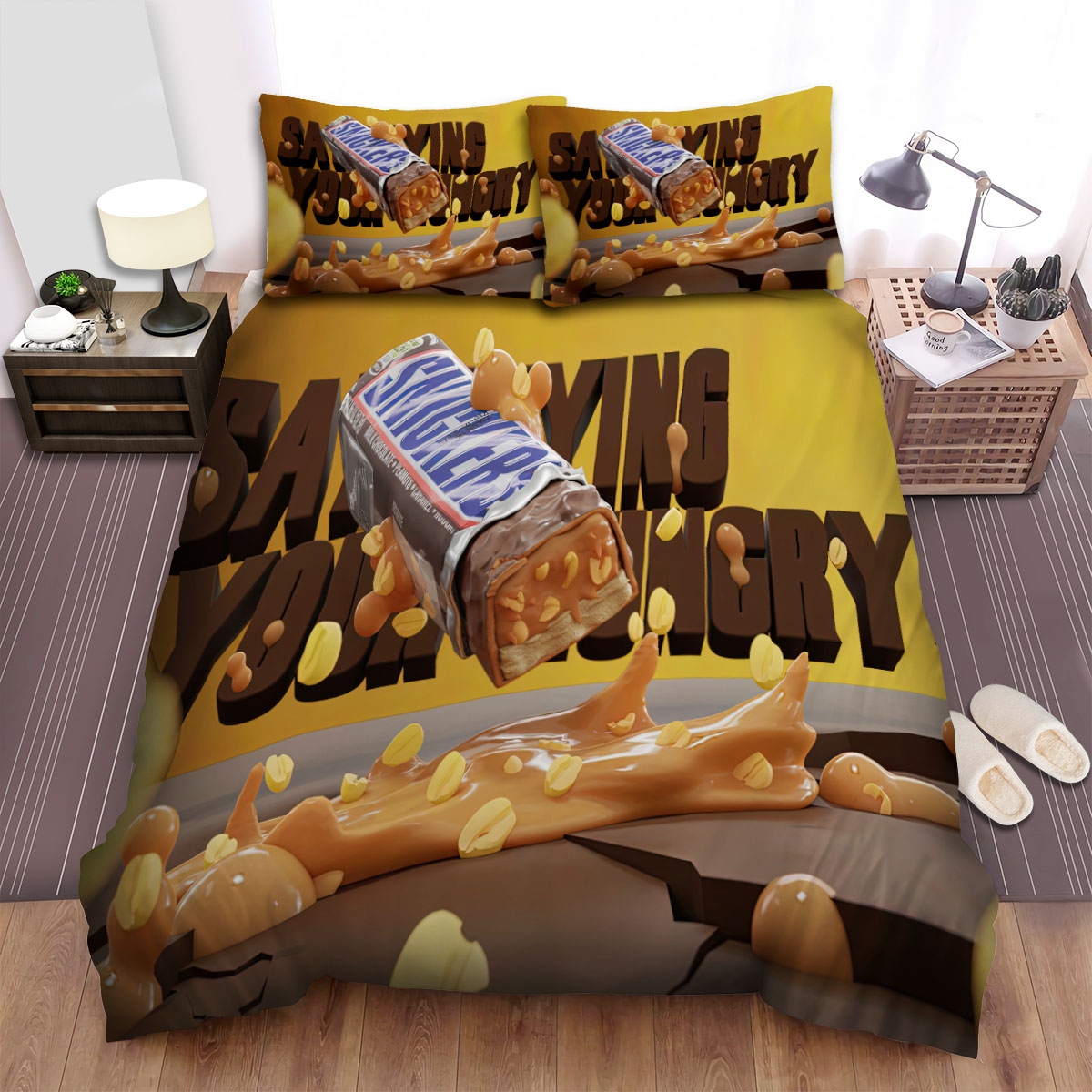 Snickers Bar Satisfying Your Hungry 3d Artwork Bed Sheets Spread Duvet Cover Bedding Set - Unique Anime Apparel for Fans