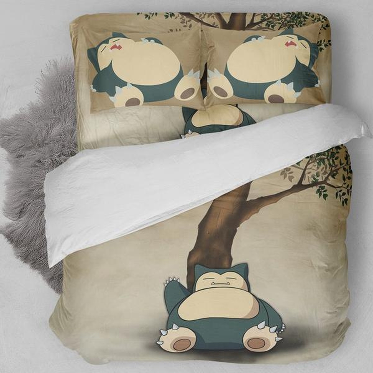 Snorlax Bedding Set (Duvet Cover & Pillow Cases) - Unique Anime Apparel for Fans