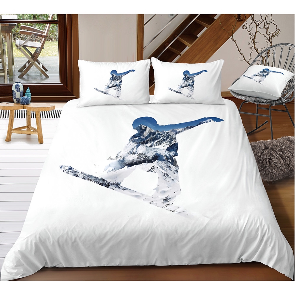 Snowboarding Bedding Set Bed Sheets Spread Comforter Duvet Cover Bedding Set - Unique Anime Apparel for Fans