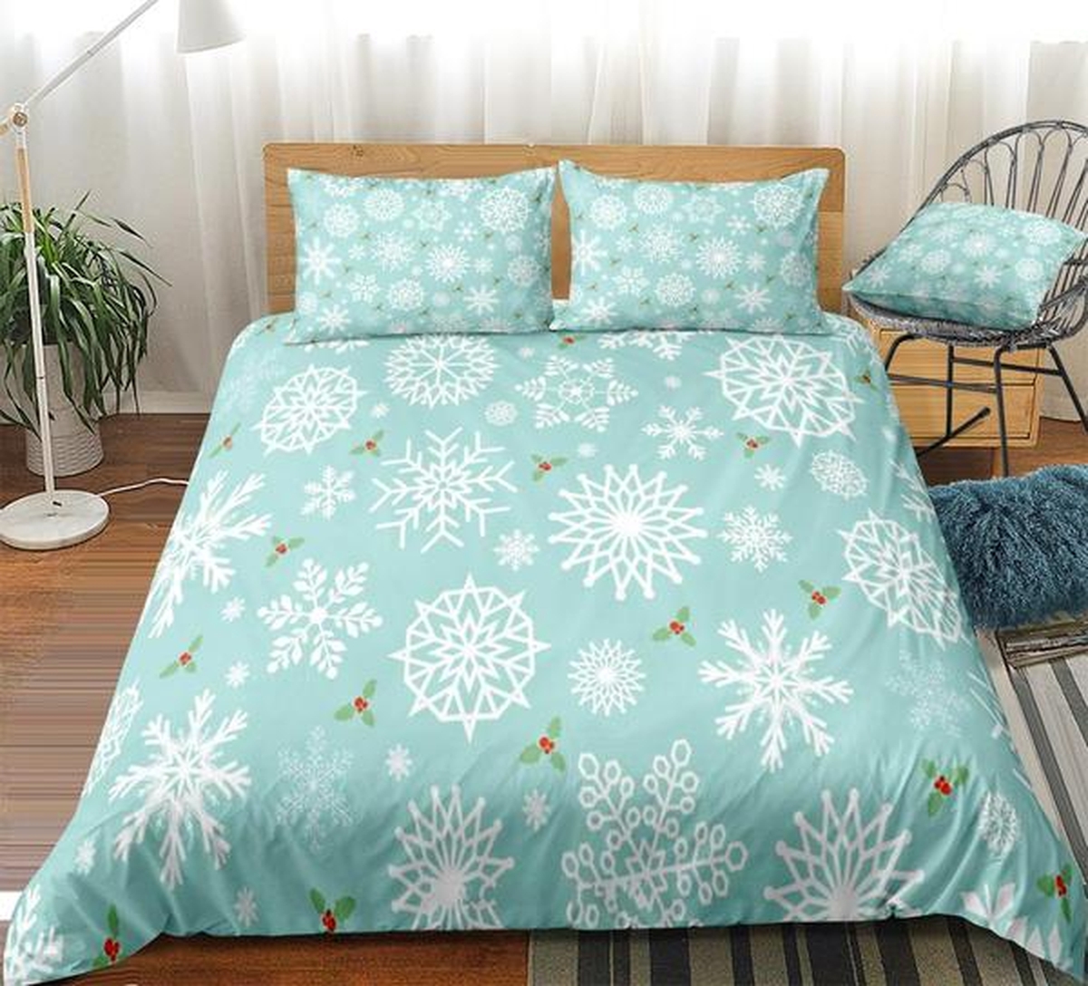 Snowflake Bed Sheets Spread Duvet Cover Bedding Set - Unique Anime Apparel for Fans