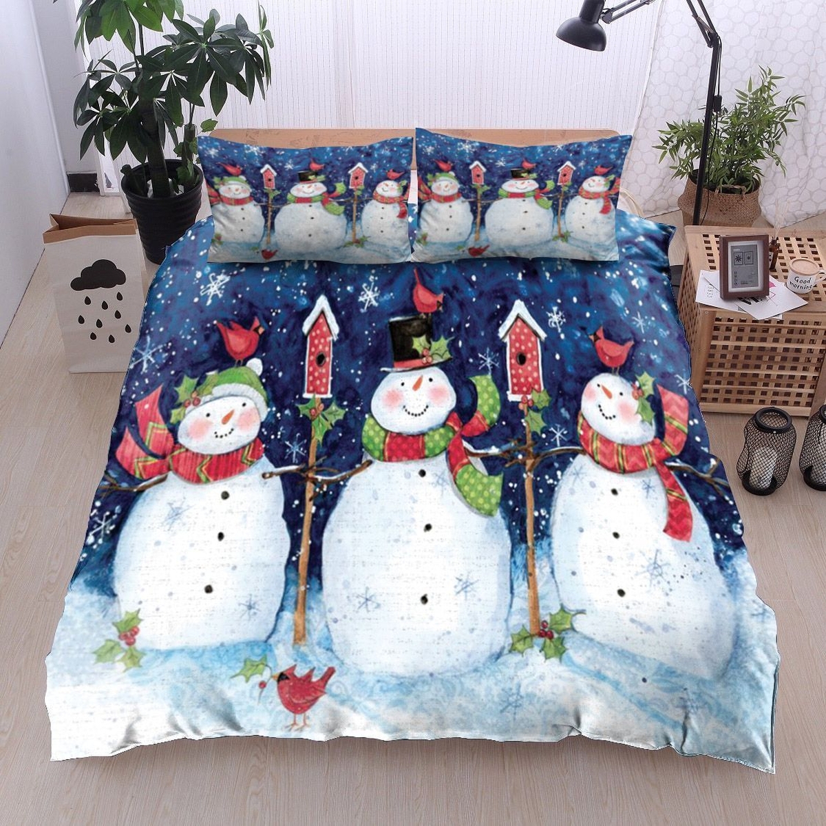 Snowman Bed Sheets Spread Comforter Duvet Cover Bedding Set - Unique Anime Apparel for Fans