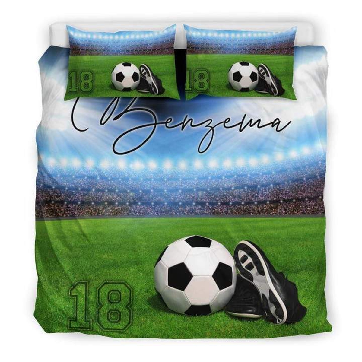 Soccer Ball And Shoe Custom Duvet Cover Bedding Set With Your Name - Unique Anime Apparel for Fans