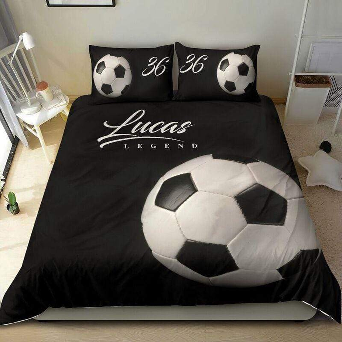 Soccer Ball Custom Duvet Cover Bedding Set With Your Name - Unique Anime Apparel for Fans