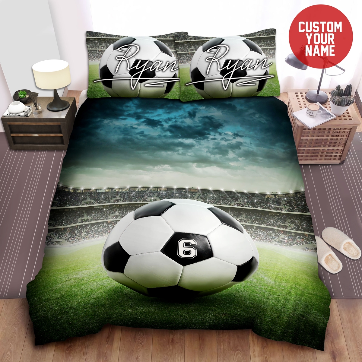 Soccer Field Personalized Custom Duvet Cover Bedding Set With Your Signature And Number - Unique Anime Apparel for Fans