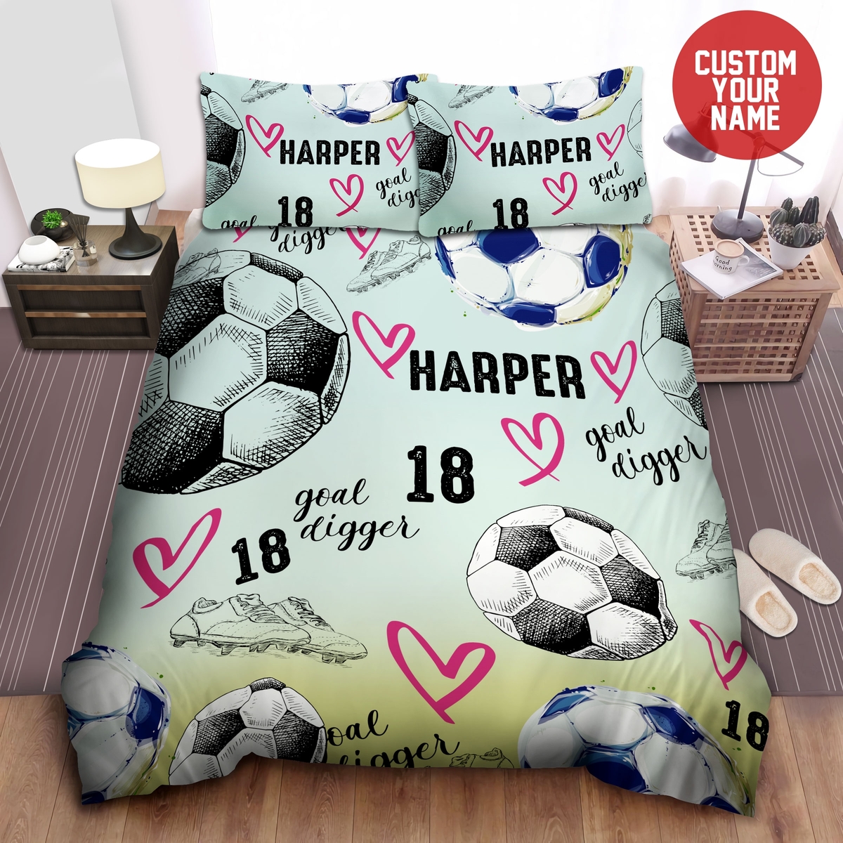 Soccer Pattern Duvet Cover Bedding Set - Unique Anime Apparel for Fans