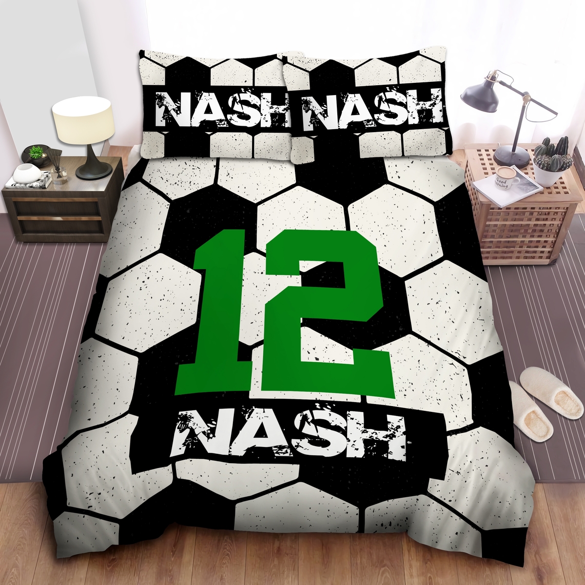 Soccer Pattern Personalized Custom Name Duvet Cover Bedding Set - Unique Anime Apparel for Fans