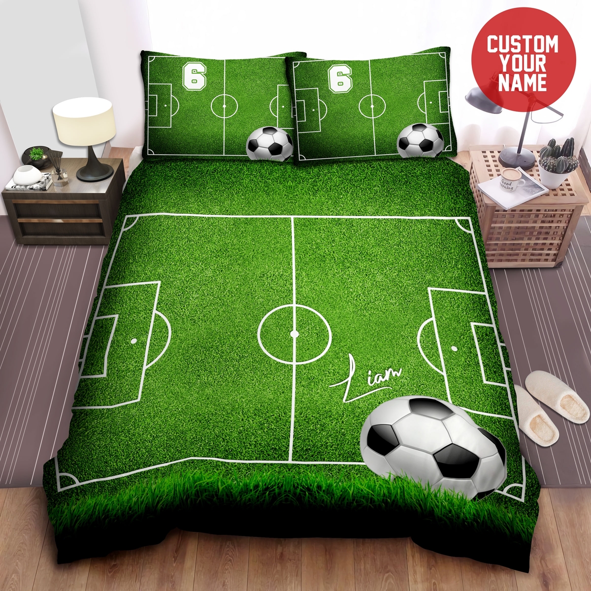 Soccer Stadium Custom Name Duvet Cover Bedding Set - Unique Anime Apparel for Fans