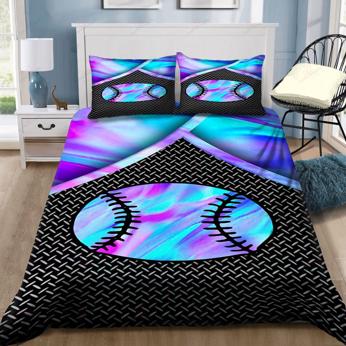 Softball Liquid Style Bedding Set Bed Sheets Spread Duvet Cover Bedding Set - Unique Anime Apparel for Fans