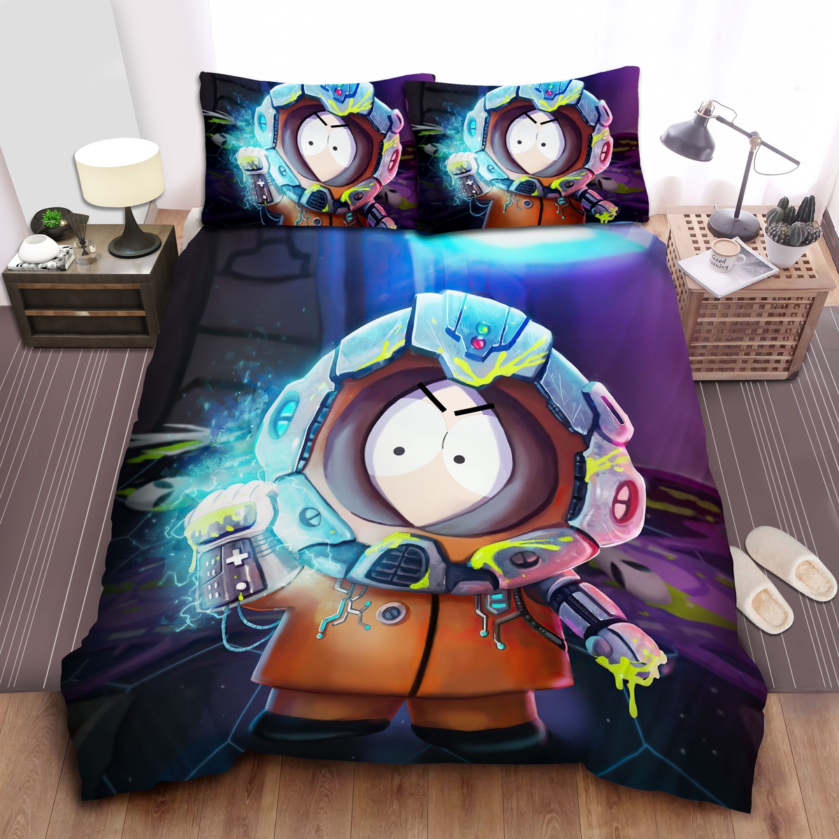 South Park Cyborg Kenny Artwork Bed Sheets Spread Duvet Cover Bedding Set - Unique Anime Apparel for Fans