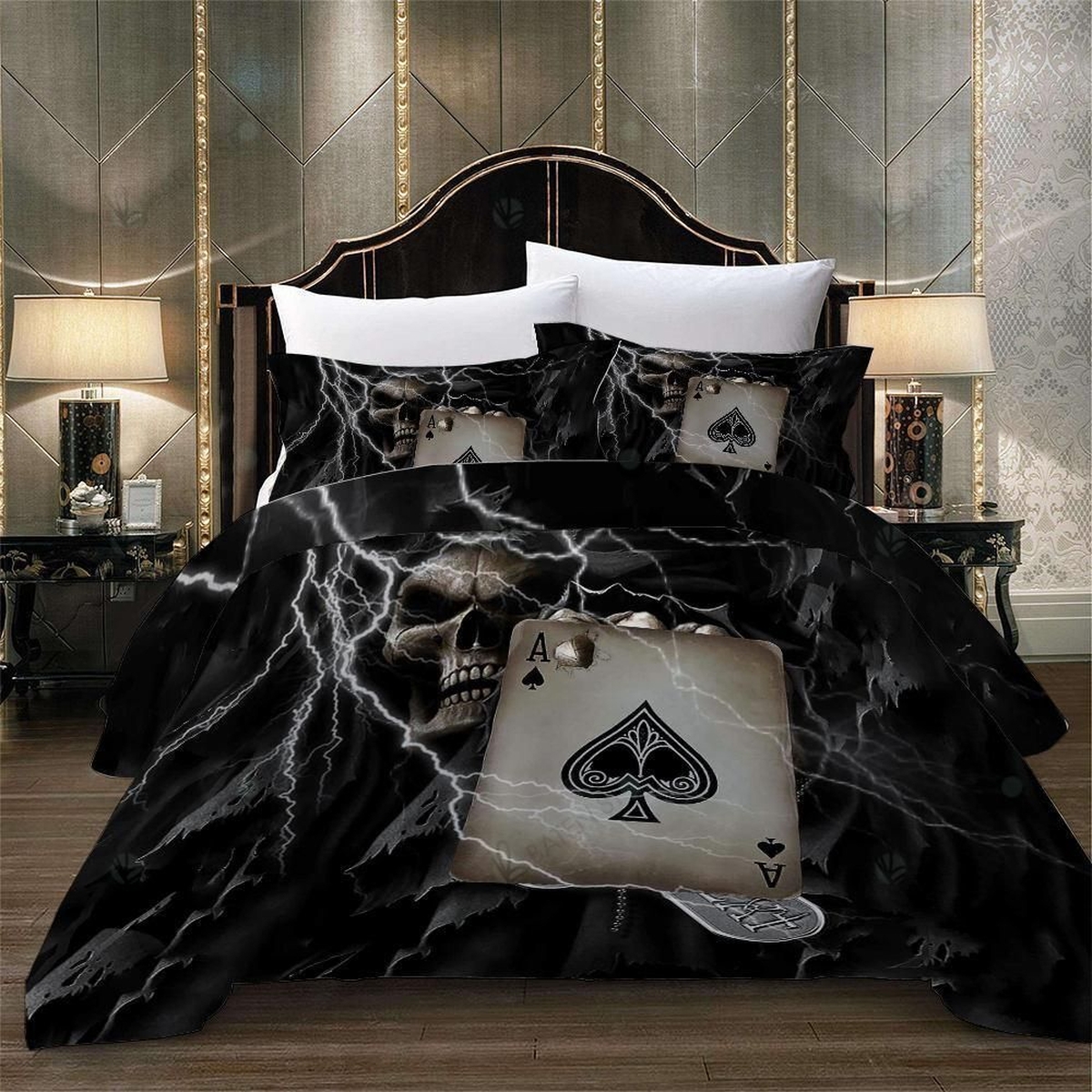 Spades Poker Lightning Bed Sheets Duvet Cover Bedding Set Great Gifts For Birthday Christmas Thanksgiving - Unique Anime Apparel for Fans