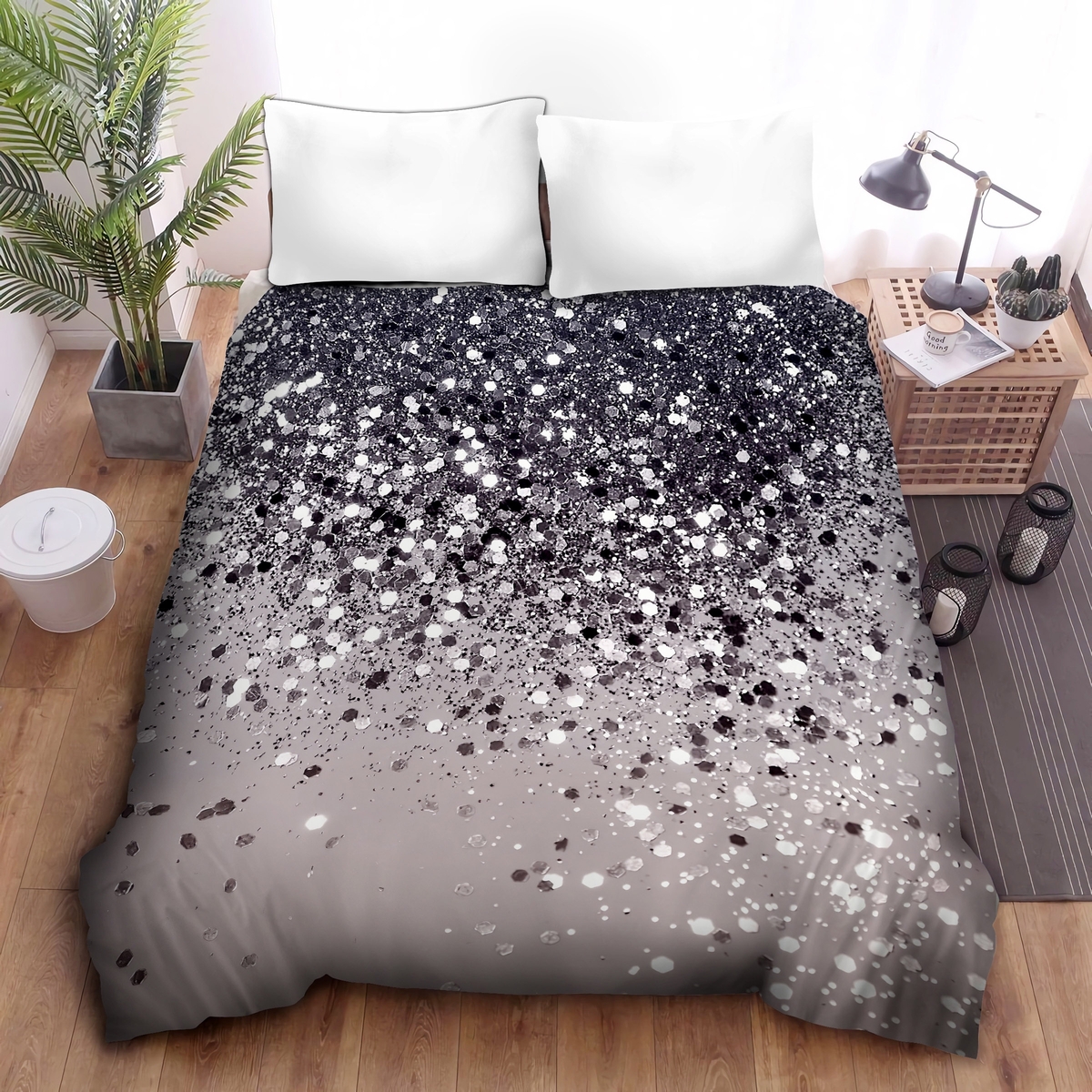 Sparkling Lavender Lady Glitter Duvet Cover Bedding Set - Unique Anime Apparel for Fans