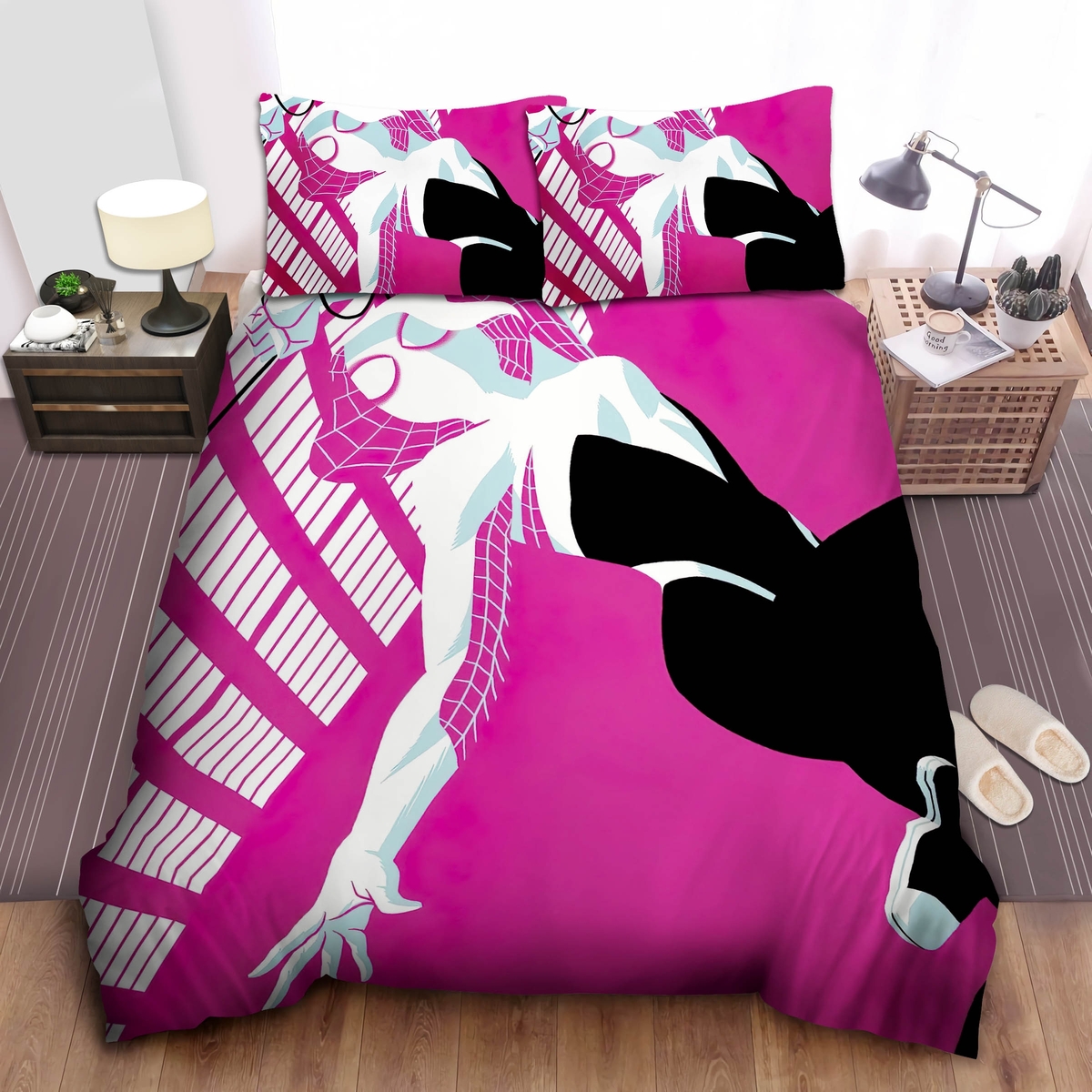 Spider-Gwen Digital Artwork Bed Sheets Spread Duvet Cover Bedding Set - Unique Anime Apparel for Fans