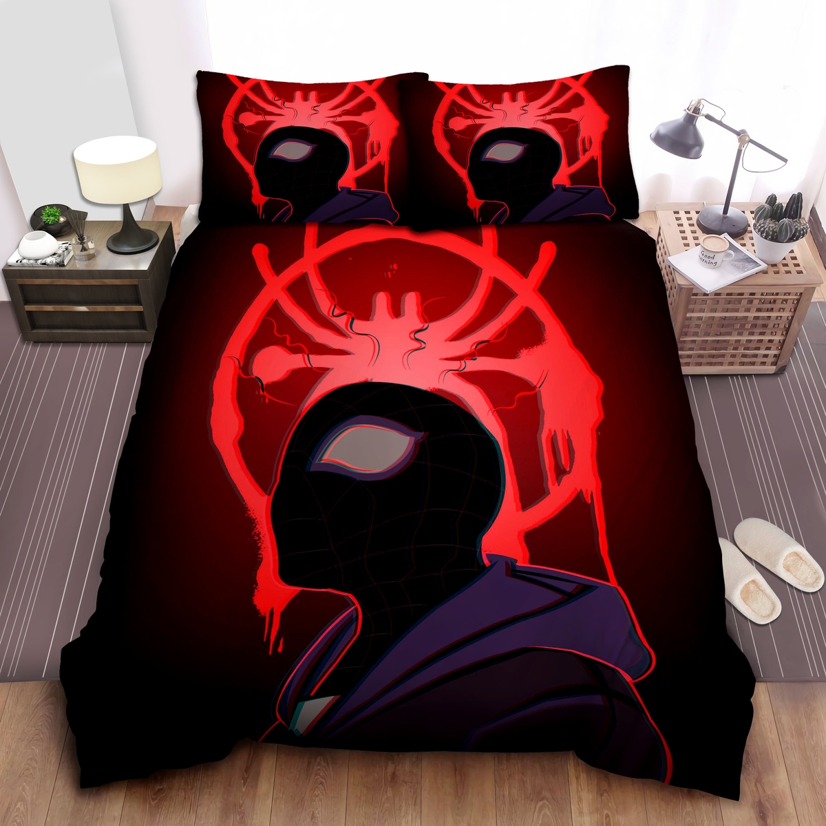 Spider-Man In Black Suit Bed Sheets Spread Comforter Duvet Cover Bedding Set - Unique Anime Apparel for Fans