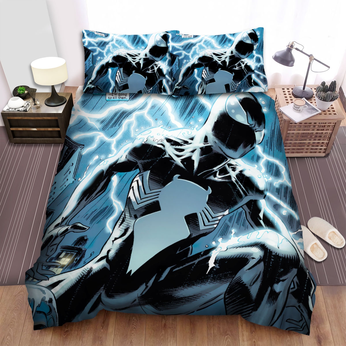 Spider Man Venom Black Suit Bed Sheets Spread Duvet Cover Bedding Set - Unique Anime Apparel for Fans