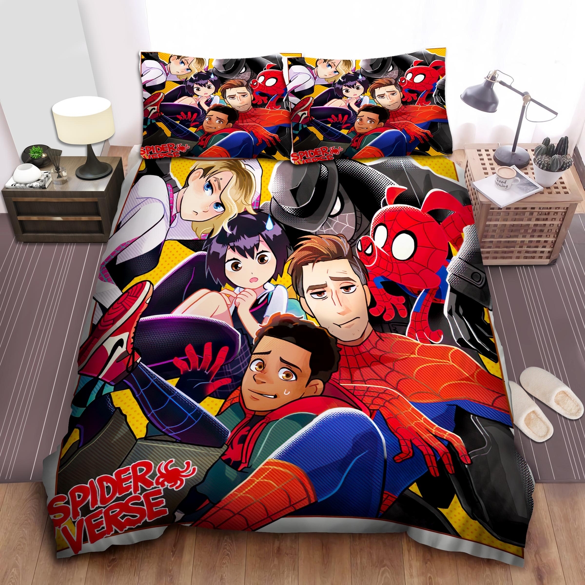 Spider-Mans From Into The Spider Verse Bed Sheets Spread Duvet Cover Bedding Set - Unique Anime Apparel for Fans
