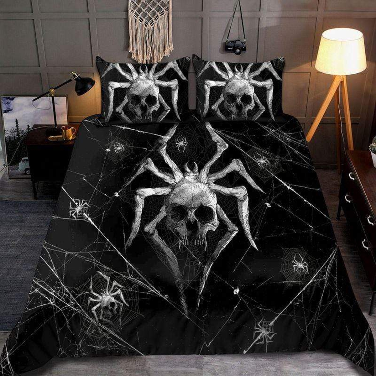 Spider Skull Duvet Cover Bedding Set - Unique Anime Apparel for Fans