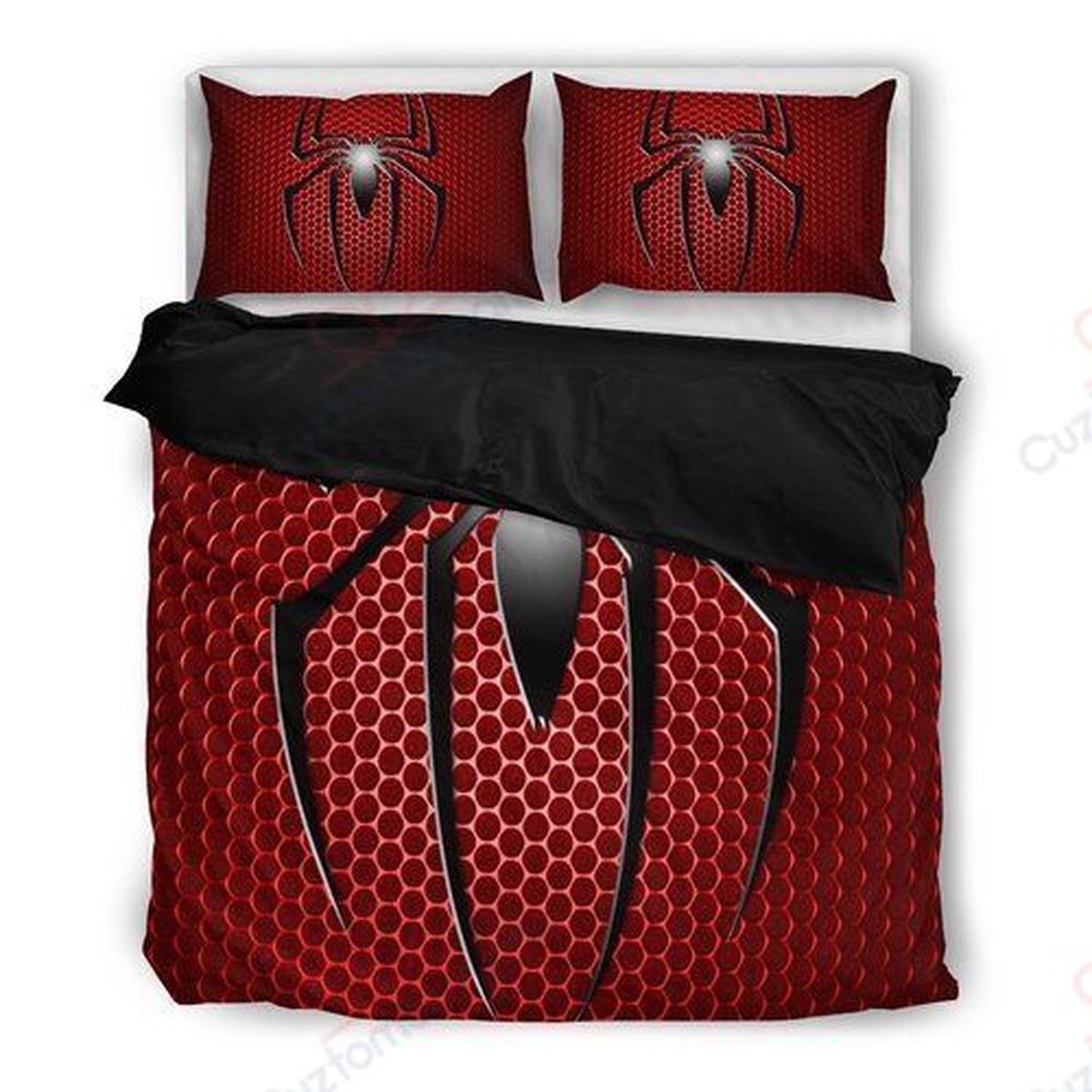 Spiderman Logo Bedding Set (Duvet Cover & Pillow Cases) - Unique Anime Apparel for Fans
