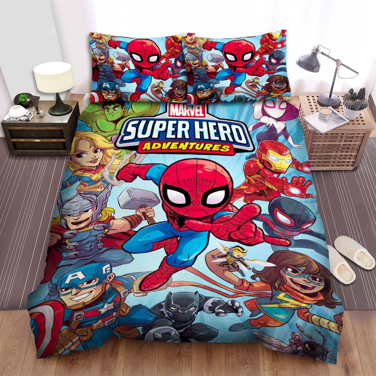 Spidey And His Amazing Friends In Super Hero Adventures Bed Sheets Spread Duvet Cover Bedding Set - Unique Anime Apparel for Fans