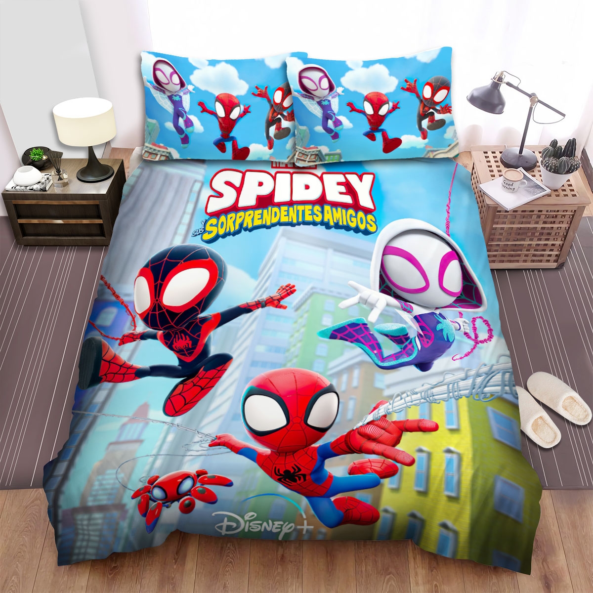 Spidey And His Amazing Friends Original Poster Bed Sheets Spread Duvet Cover Bedding Set - Unique Anime Apparel for Fans