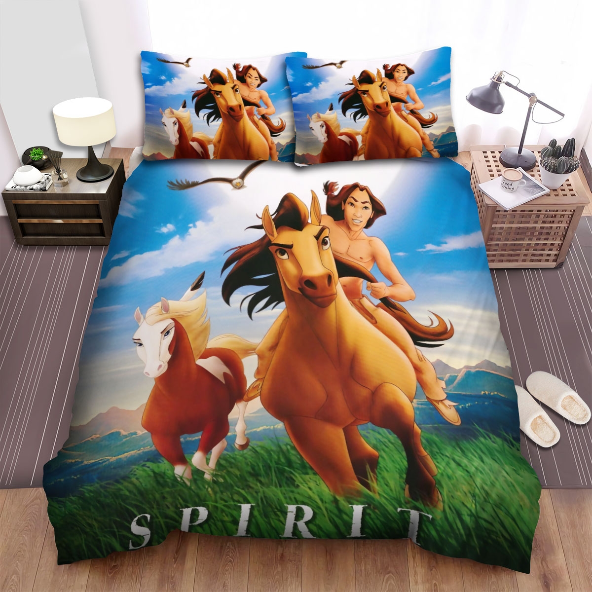 Spirit Stallion Of The Cimarron Movie Ride A Horse Photo Bed Sheets Spread Duvet Cover Bedding Set - Unique Anime Apparel for Fans