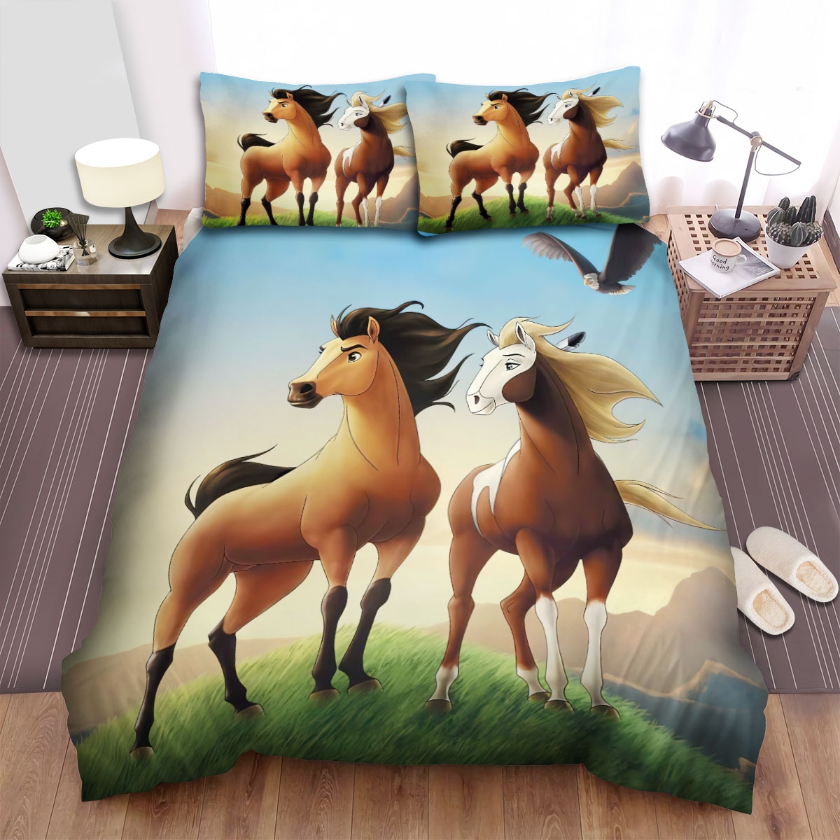 Spirit Stallion Of The Cimarron Movie Sky Photo Bed Sheets Spread Duvet Cover Bedding Set - Unique Anime Apparel for Fans