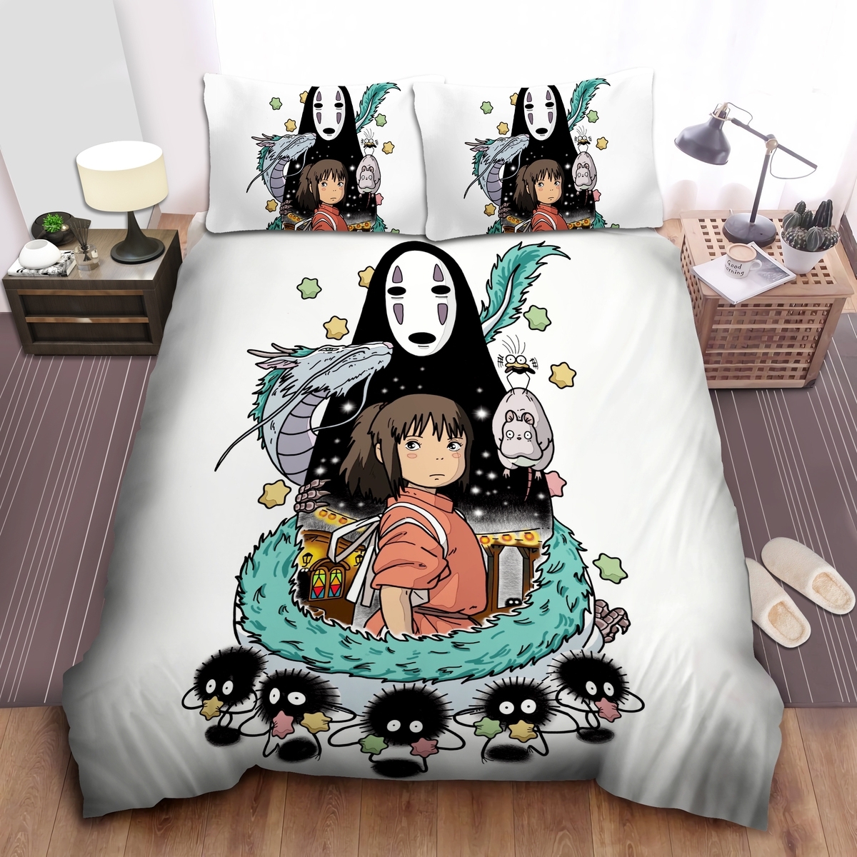 Spirited Away Digital Drawing Poster Bed Sheets Spread Duvet Cover Bedding Set - Unique Anime Apparel for Fans