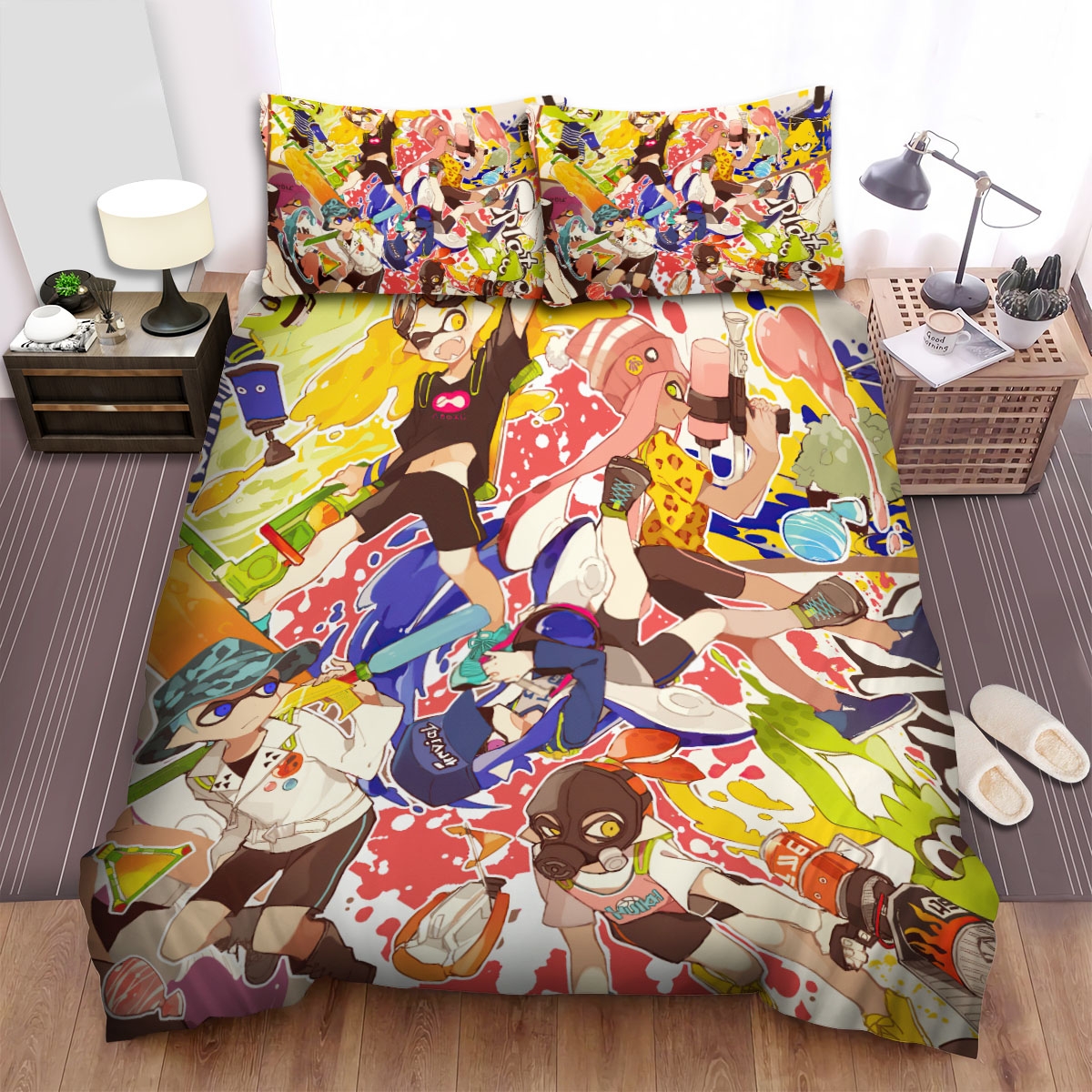 Splatoon - All The Characters Art Bed Sheets Spread Duvet Cover Bedding Set - Unique Anime Apparel for Fans