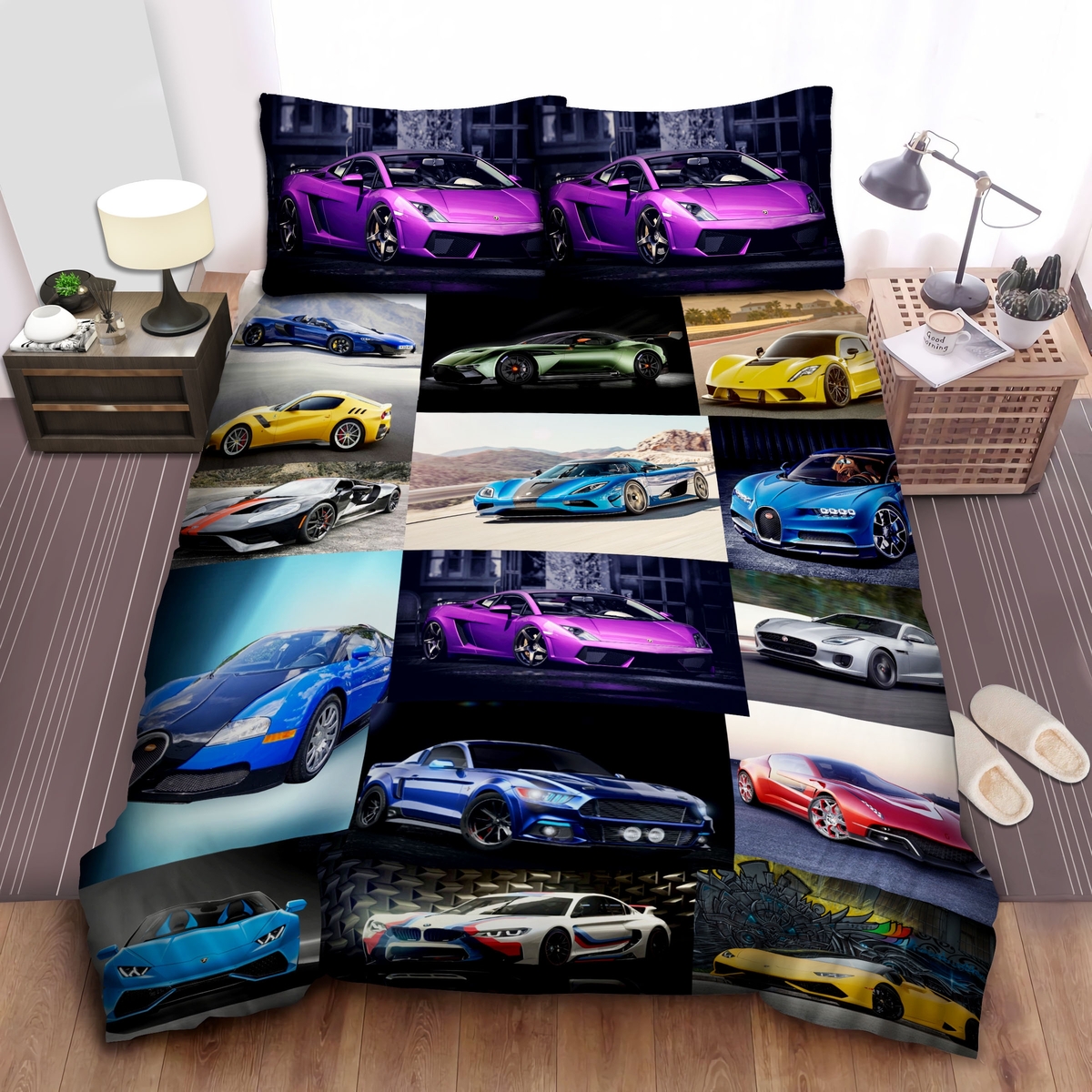 Sport Car Collection Bed Sheets Spread Duvet Cover Bedding Set - Unique Anime Apparel for Fans
