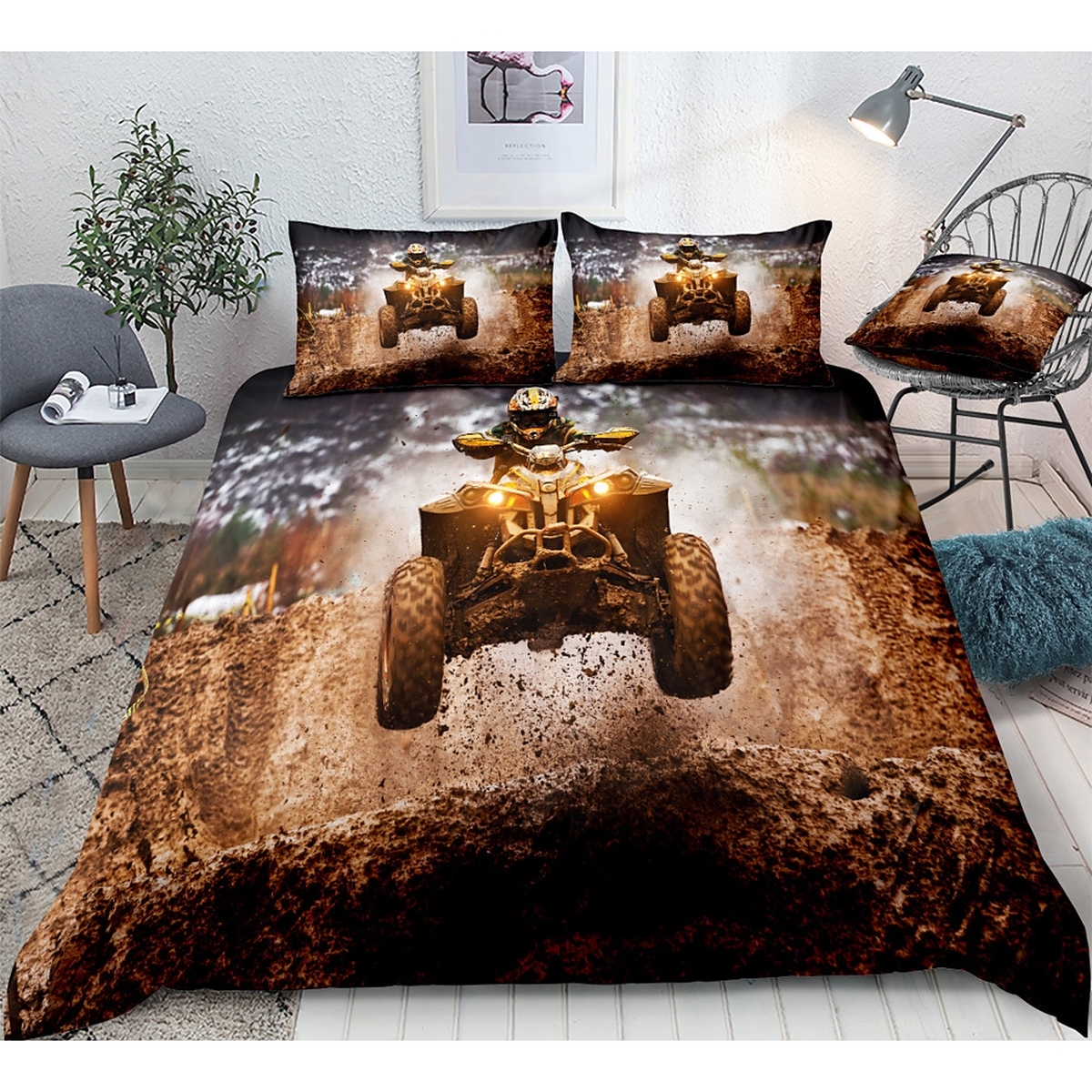 Sports ATVs 4 Wheels Bed Sheets Duvet Cover Bedding Set - Unique Anime Apparel for Fans