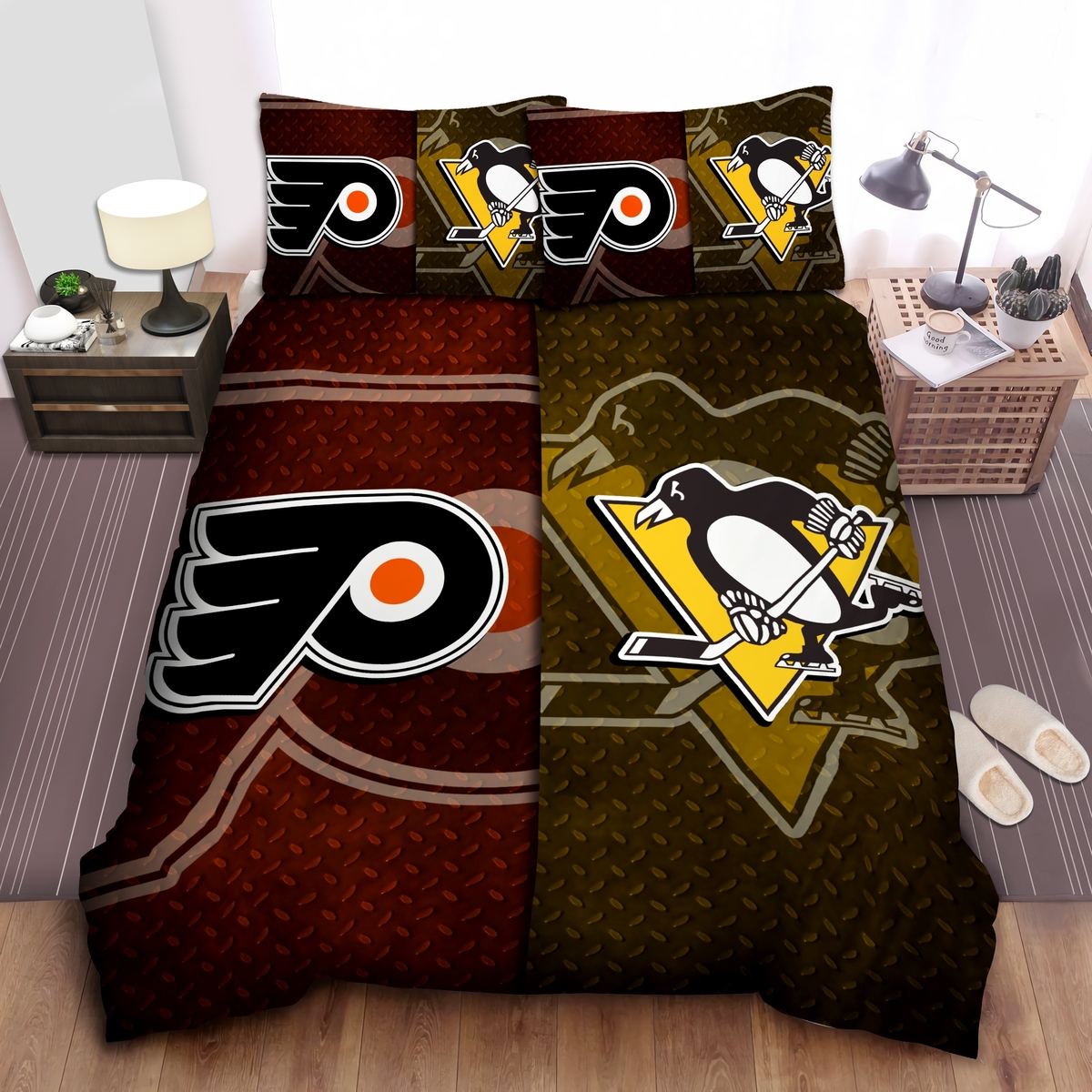 Sports Pennsylvania Nhl Teams Bed Sheet Spread Comforter Duvet Cover Bedding Set - Unique Anime Apparel for Fans