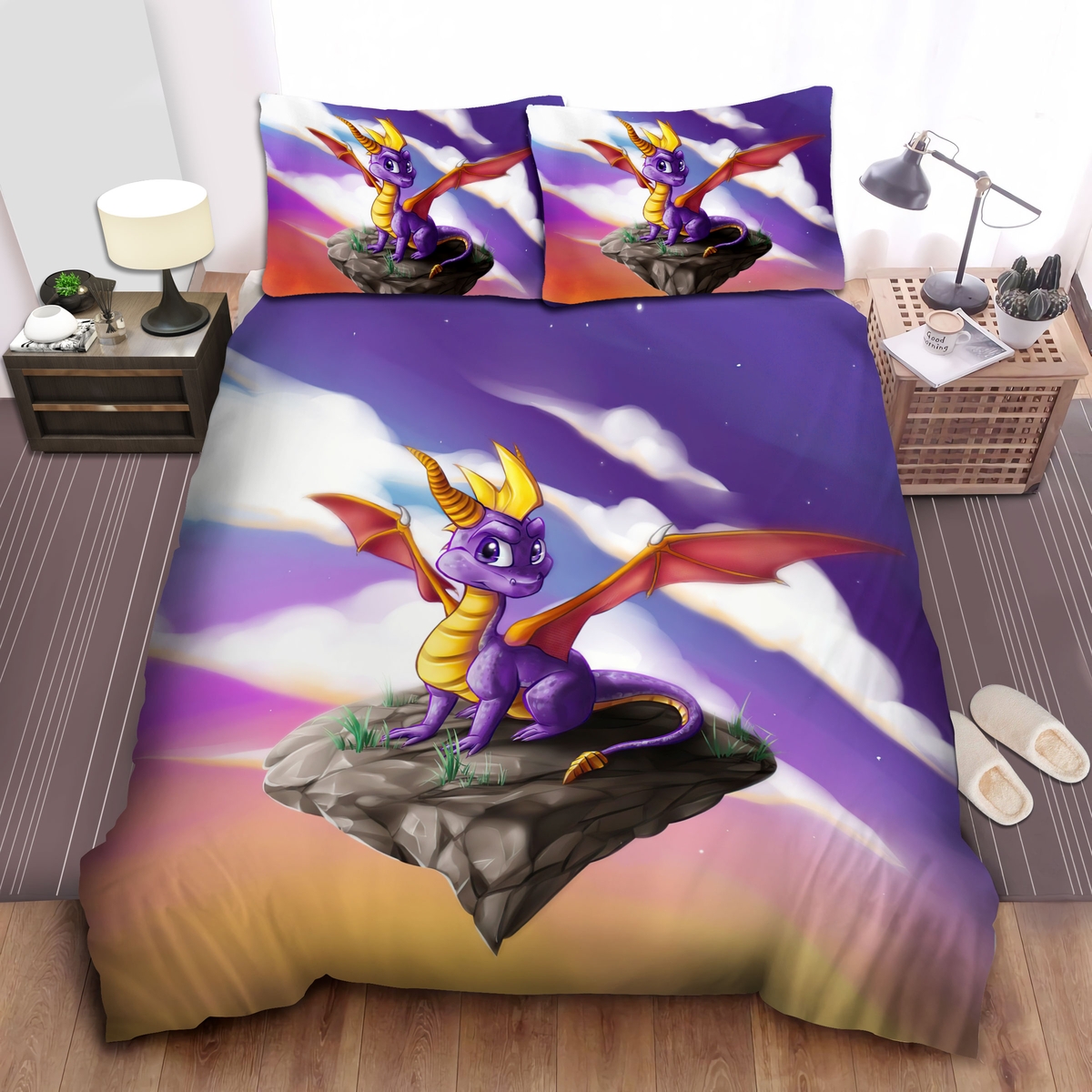 Spyro On The Cliff Bed Sheets Spread Duvet Cover Bedding Set - Unique Anime Apparel for Fans
