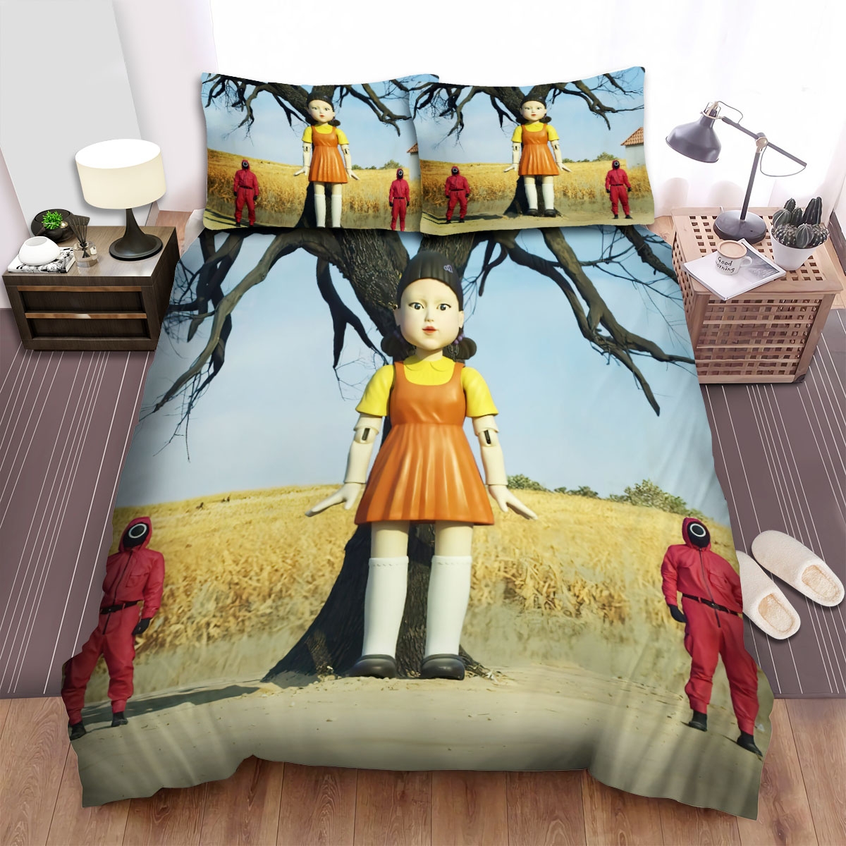Squid Game (2021) Movie Baby Doll Scene Bed Sheets Spread Duvet Cover Bedding Set - Unique Anime Apparel for Fans